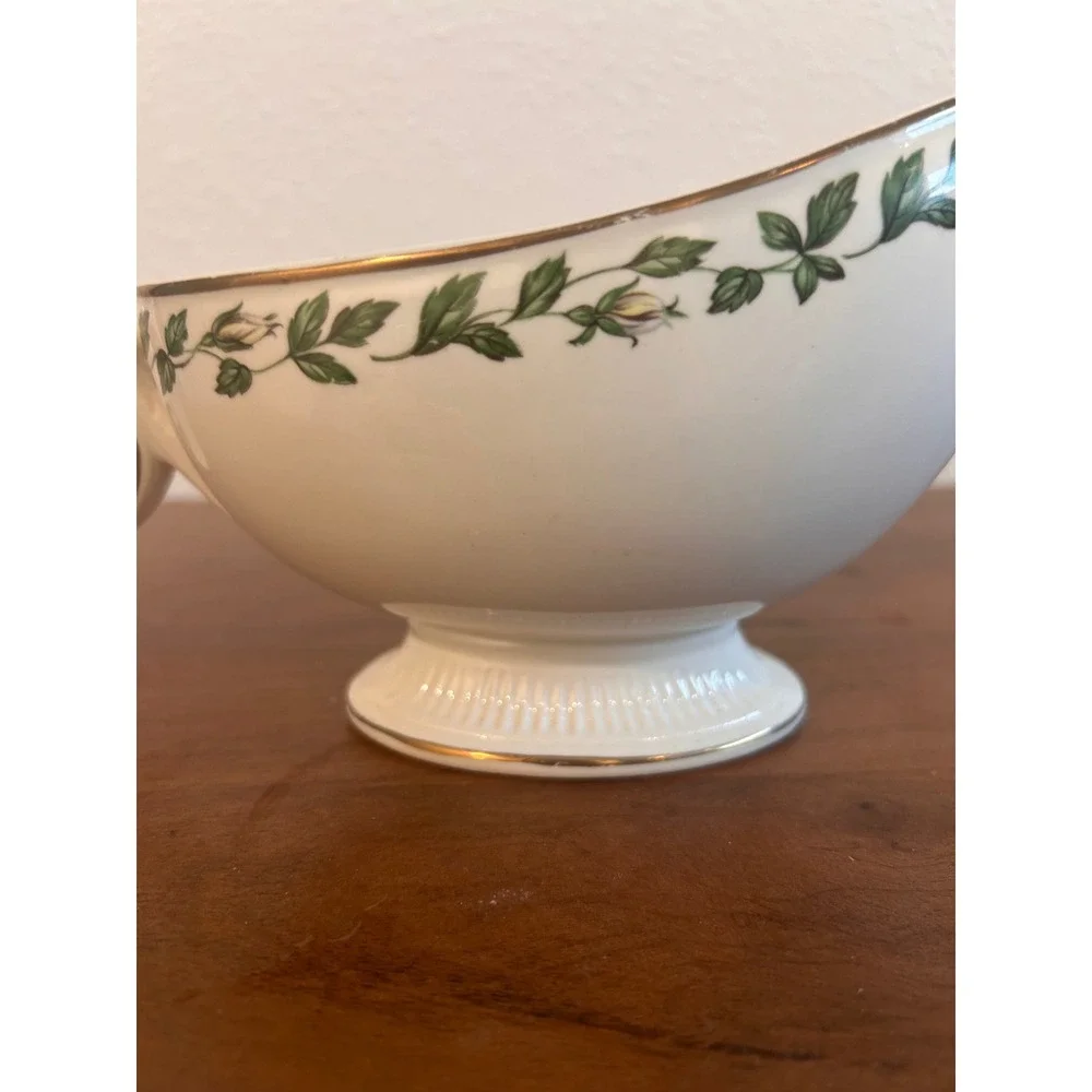 Royal Doulton Carlyle Gravy Boat Bone China Teal Gold Floral H5018 England